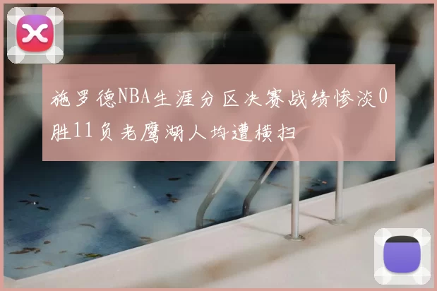施罗德NBA生涯分区决赛战绩惨淡0胜11负老鹰湖人均遭横扫
